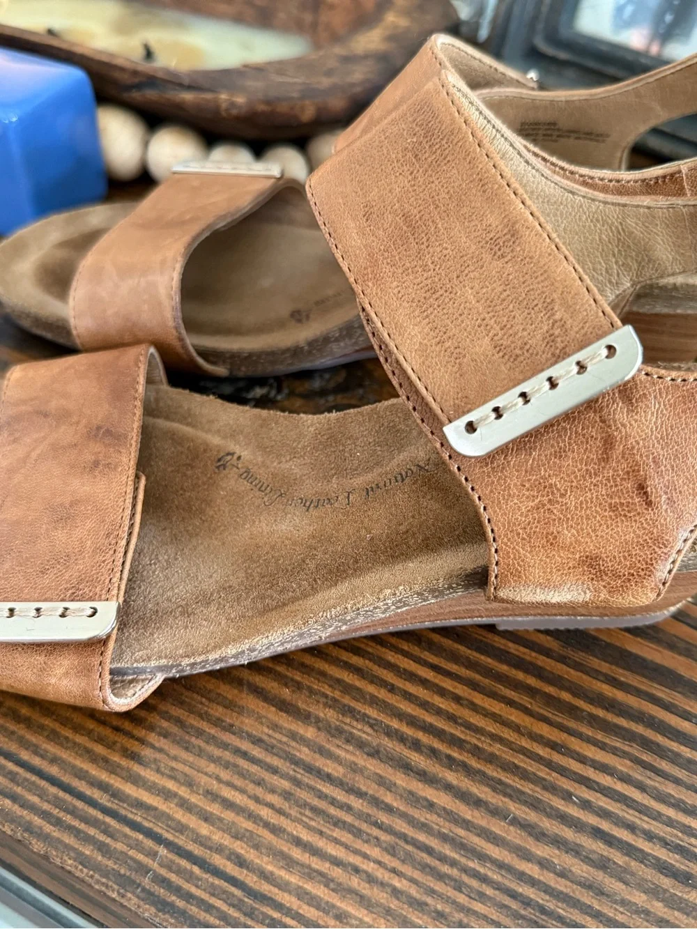 Söfft Leather Slingback Wedge Sandals Women’s 7.5M Tan Brown Comfort Heels